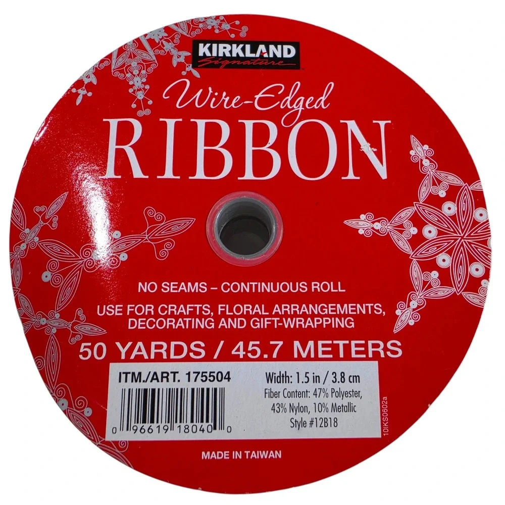 Kirkland Signature Gold Pinecone Ribbon Lot 38 Yds Wire Edged Sheer Christmas